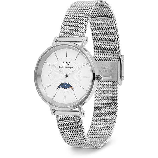 Daniel Wellington DW00100772 Watch - Daniel Wellington Petite Moonphase 32mm SWH White Watch - Elegant Women's Timepiece (Ima
