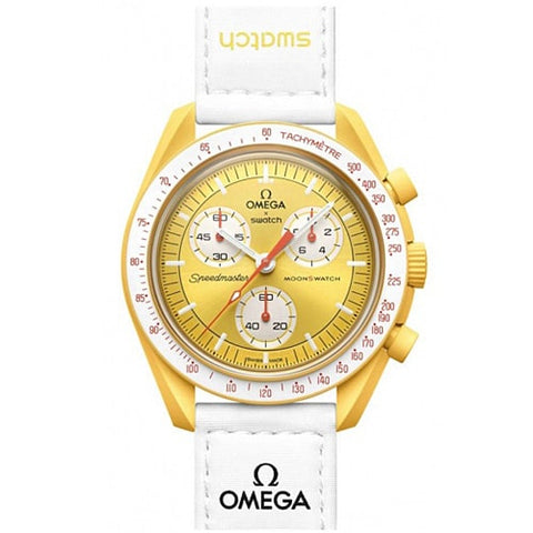 SWATCH SO33J100 Omega × Swatch MISSION TO THE SUN 42mm Quartz Watch with 2 Year Warranty, Bold Design, and Swiss Precision