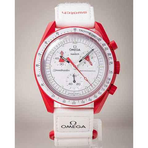 OMEGA / 腕時計/アナログ/WHT/WHT/so33r100/×スウォッチ MISSION TO MARS SWATCH SO33R100 Omega x Swatch MISSION TO MARS 42mm Quartz Watch