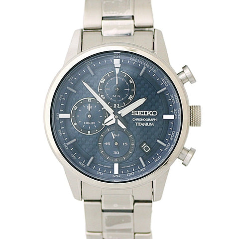 SEIKO SSB387P1 Watch - Chronograph Quartz Water Resistant 10BAR Titanium Bracelet Men's Watch with 1 Year Warranty