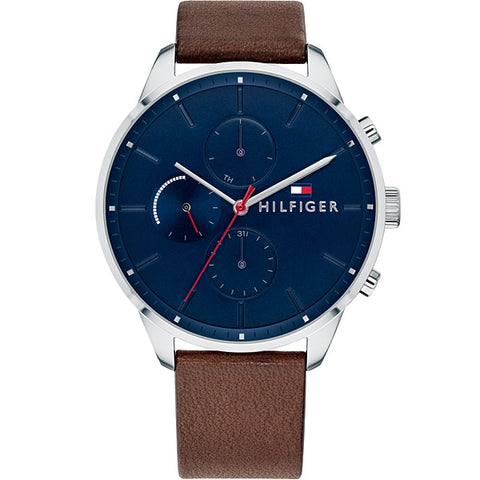TOMMY HILFIGER 1791487 Watch - Brown Belt with Navy Dial Stylish Design 2 Year Warranty Perfect for Everyday Wear