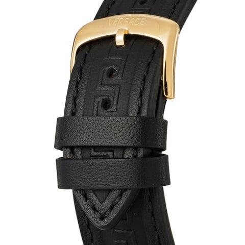 VERSACE VESP00324 Sporty Tonneau Greca Design Gold Black Two-Year Warranty Stylish Luxury Watch
