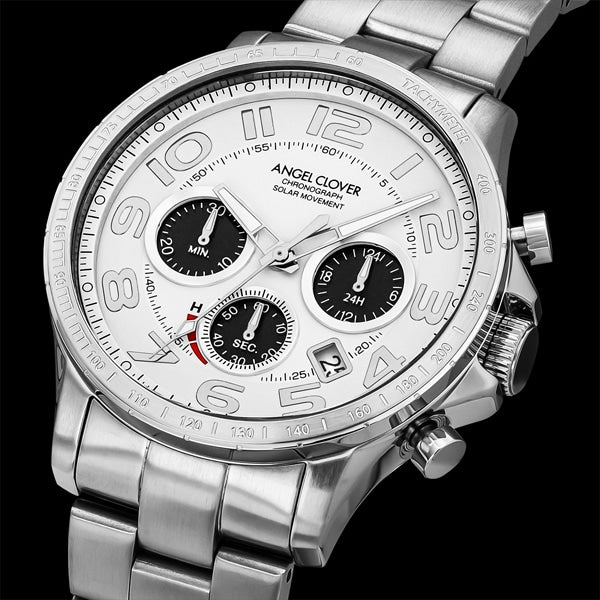 ANGEL CLOVER NTCS44SSWH Elegant Solar Powered Watch with Durable