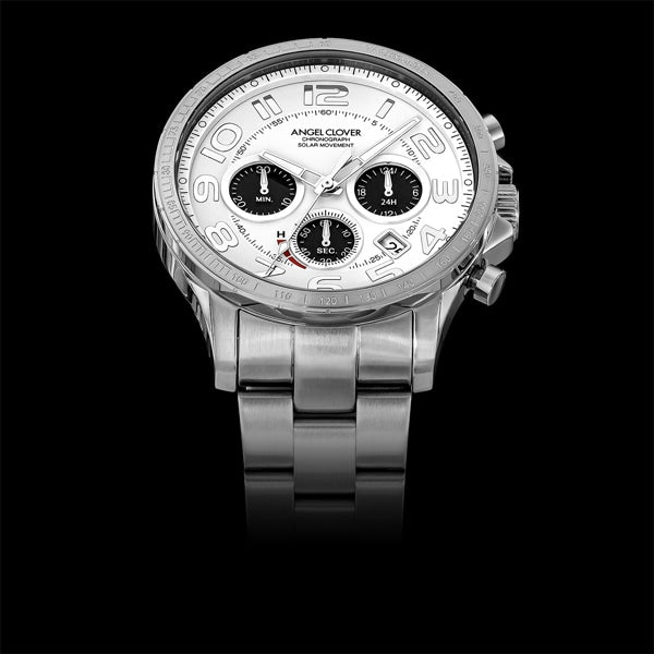 ANGEL CLOVER NTCS44SSWH Elegant Solar Powered Watch with Durable