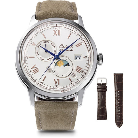 ORIENT RN-AK0808S Watch - Men's Classic Bambino SUN & MOON 75th Anniversary Limited Edition Automatic Watch with Calf Band