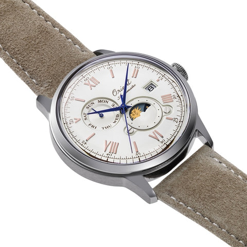 ORIENT RN-AK0808S Watch - Men's Classic Bambino SUN & MOON 75th Anniversary Limited Edition Automatic Watch with Calf Band (I