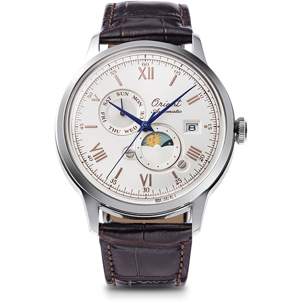 ORIENT RN-AK0808S Watch - Men's Classic Bambino SUN & MOON 75th Anniversary Limited Edition Automatic Watch with Calf Band (I