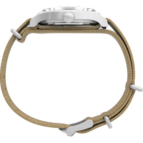 TIMEX TW2Y12000 TIMEX MK1 Handwind 1-Year Warranty Black Watch (Model: ) with Beige Strap - Genuine Product