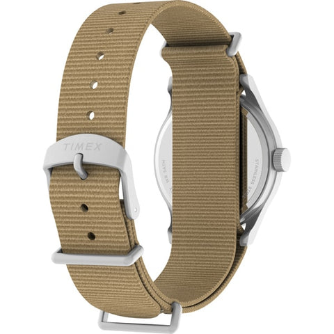 TIMEX TW2Y12000 TIMEX MK1 Handwind 1-Year Warranty Black Watch (Model: ) with Beige Strap - Genuine Product