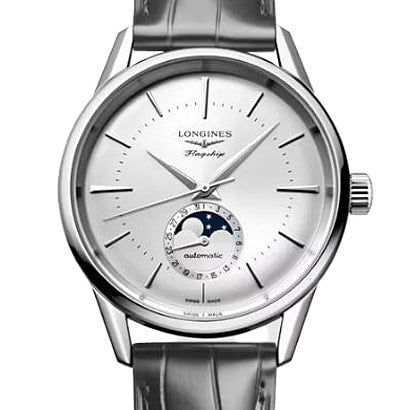 LONGINES L4.815.4.72.2 Flagship Moon Men's Watch with Leather Strap, 2 Year Warranty, Elegant Design and Precision Craftsmanship