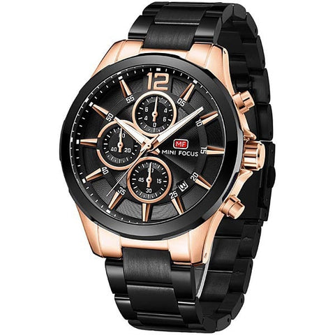 MF0237G-02 2 Mini Focus 45mm Chronograph Stylish Design Water Resistant Quartz Movement Durable Stainless Steel Band