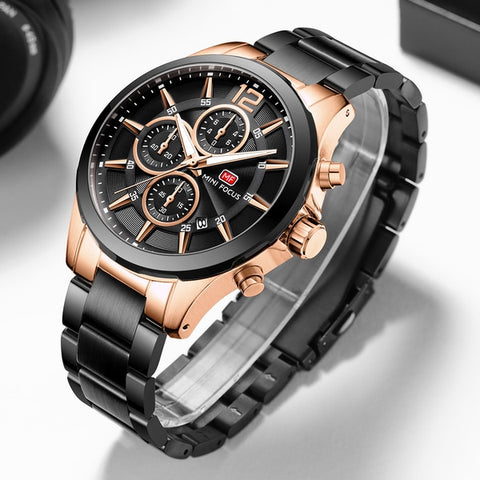 MF0237G-02 2 Mini Focus 45mm Chronograph Stylish Design Water Resistant Quartz Movement Durable Stainless Steel Band