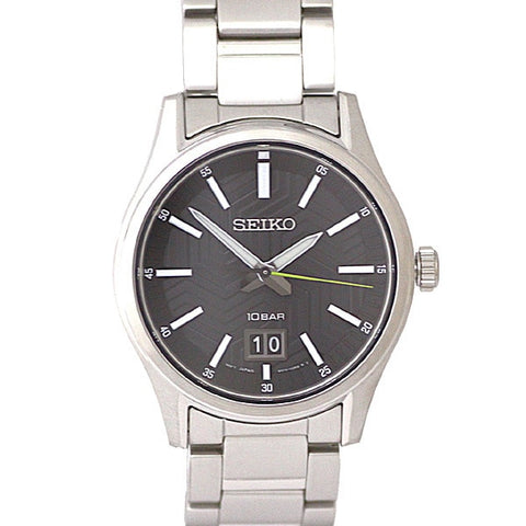 SEIKO SUR535P1 Watch - Quartz Men's Watch with Black Dial Stainless Steel Bracelet 10BAR Water Resistant 1 Year Warranty