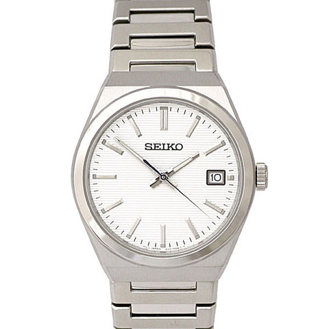 SEIKO SUR553P1 Watch - Quartz Movement Stainless Steel Bracelet 10BAR Water Resistant White Dial Men's Watch