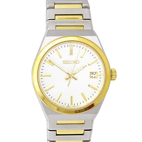 SEIKO SUR558P1 Watch - Quartz Water Resistant 10BAR White Dial Men's Bracelet Watch with 1 Year Warranty