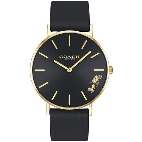 COACH 14503333 Perry 36mm Black Leather Watch with BK Dial