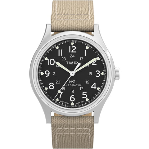 TIMEX TW2Y11900 MK1 Automatic 1-Year Warranty Dial: Black / Band: Sand [Genuine Product]