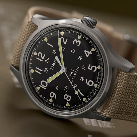 TIMEX TW2Y11900 MK1 Automatic 1-Year Warranty Dial: Black / Band: Sand [Genuine Product]