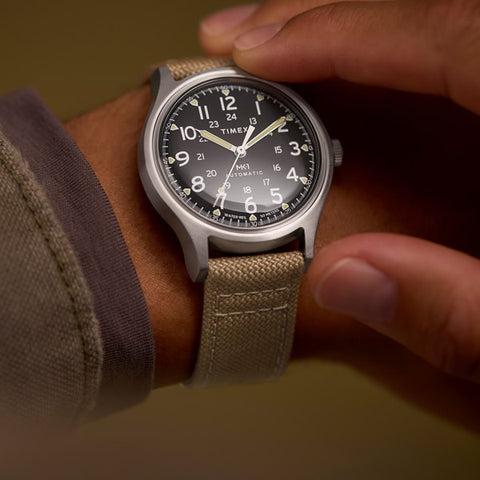 TIMEX TW2Y11900 MK1 Automatic 1-Year Warranty Dial: Black / Band: Sand [Genuine Product]