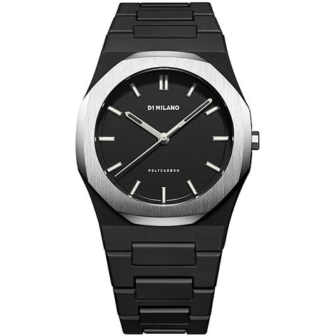 D1 Milano PCBJ14 Polycarbonate Case Quartz Movement Three-Hand Design Water Resistant 2-Year Warranty