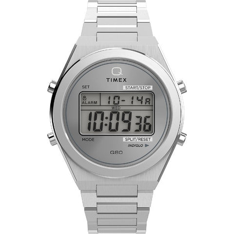 TIMEX TW2Y09800 Watch - Q Timex Q80 Continental Silver - 1-Year Warranty, Stylish Design & Durable Build [Genuine Product]