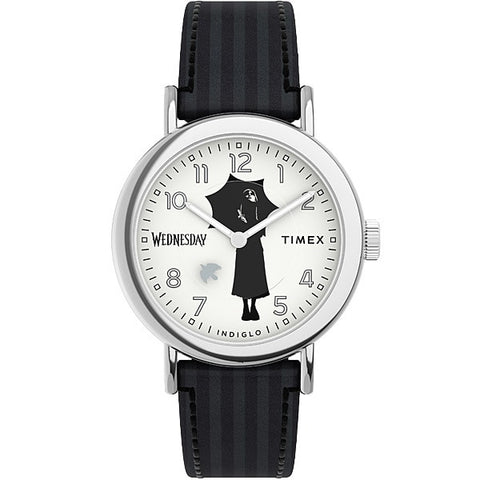 TIMEX TW2Y19400 Wednesday Collaboration Weekender: TIMEX × Wednesday Weekender 1-Year Warranty, White - Stylish & Durable Timepiece