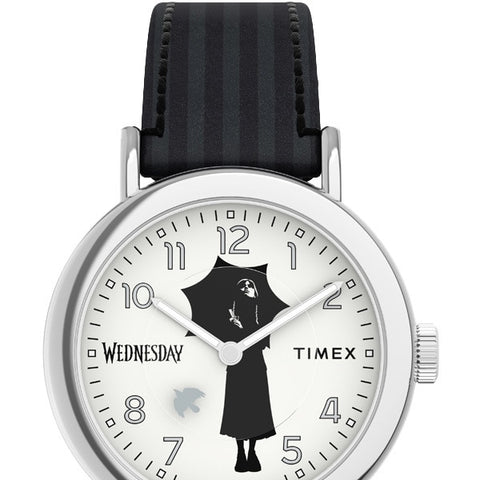 TIMEX TW2Y19400 Wednesday Collaboration Weekender: TIMEX × Wednesday Weekender 1-Year Warranty, White - Stylish & Durable Timepiece