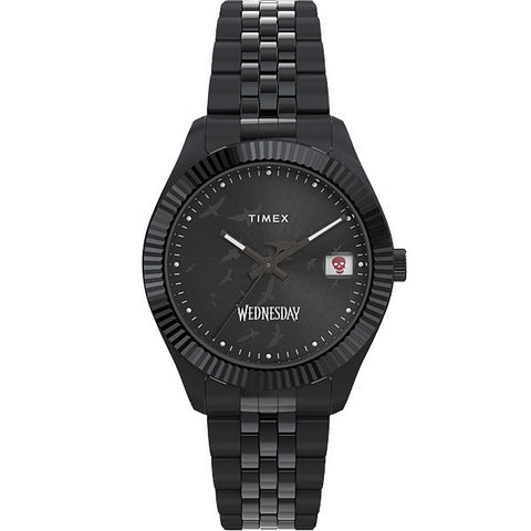 TIMEX TW2Y19600 Timex Wednesday Collaboration Legacy - 1-Year Warranty, Stylish Black Design, Genuine Product