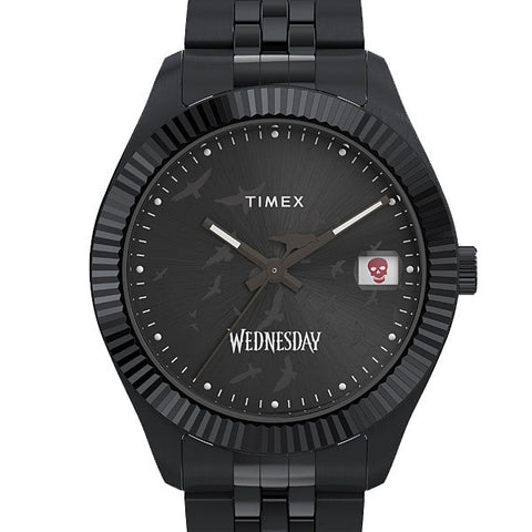 TIMEX TW2Y19600 Timex Wednesday Collaboration Legacy - 1-Year Warranty, Stylish Black Design, Genuine Product