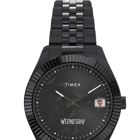 TIMEX TW2Y19600 Timex Wednesday Collaboration Legacy - 1-Year Warranty, Stylish Black Design, Genuine Product