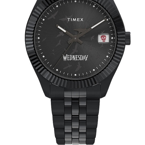 TIMEX TW2Y19600 Timex Wednesday Collaboration Legacy - 1-Year Warranty, Stylish Black Design, Genuine Product