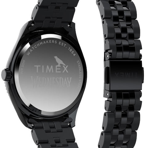 TIMEX TW2Y19600 Timex Wednesday Collaboration Legacy - 1-Year Warranty, Stylish Black Design, Genuine Product