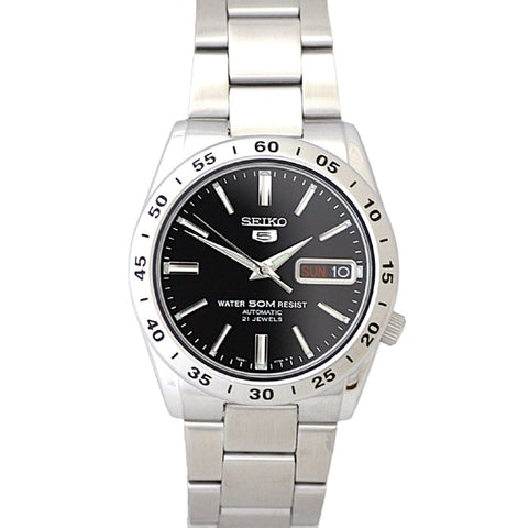 SEIKO SNKE01K1 5 Automatic Movement Black Dial Men's Watch 37mm Water Resistant 5ATM Stainless Steel Bracelet