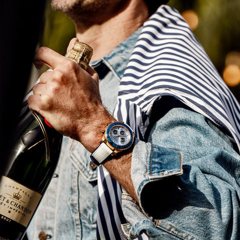 ANGEL CLOVER TCD45PBU WH Solar Chronograph Diver Watch with