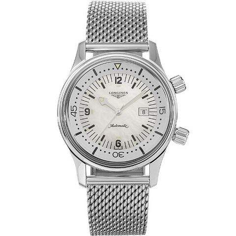 Longines L3.374.4.80.6 Watch - Legend Diver 5-Year Warranty White | Swiss Automatic Dive Watch | Parallel Import