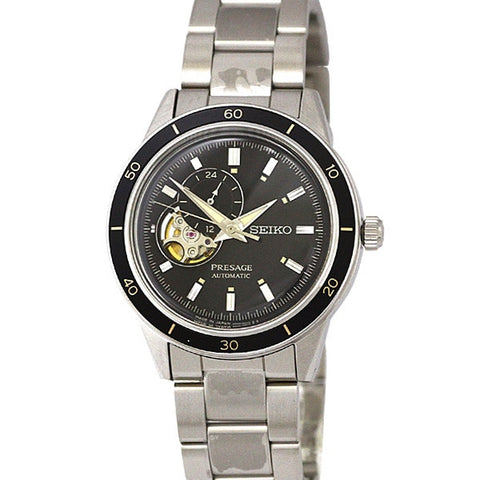SEIKO SSA425J1 Presage Men's 41mm GMT Watch with Stainless Steel Bracelet, Elegant Black Dial, and 1 Year Warranty