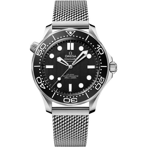 OMEGA 210.30.42.20.01.010 Watch - Seamaster Diver 300M Black Mesh Belt Water Resistant Swiss Automatic Luxury Watch