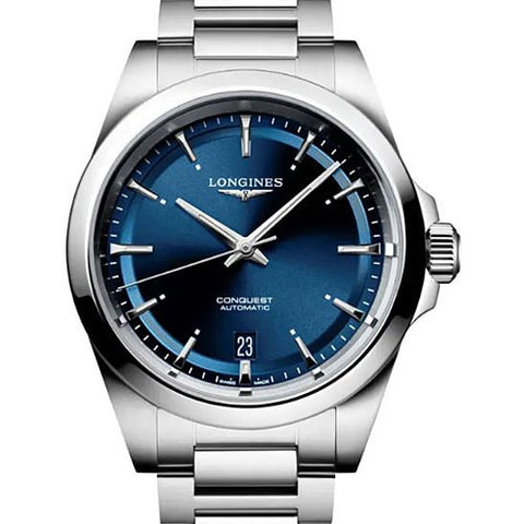LONGINES L3.720.4.92.6 Conquest Sunray Blue Dial Stainless Steel Bracelet with 2 Year Warranty for Timeless Elegance and Durability