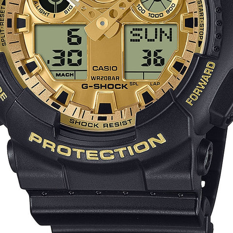 CASIO GA100GGB1A9JF G-SHOCK Black and Gold Series GA-100GGB-1A9JF - Durable Men's Watch with Shock Resistance and Water Resistance by CASIO