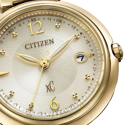 CITIZEN ES9463 04A Eco Drive Light Powered Radio Controlled Ladies Watch with Synthetic Leather Happy Flight Band