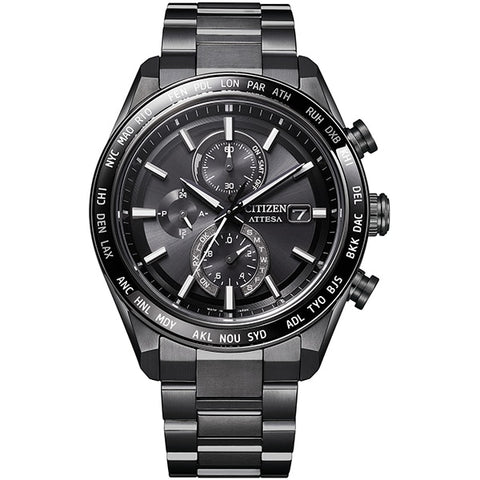 CITIZEN AT8294 59E Men's ATTESA Light Powered Eco Drive Radio Controlled Watch with Date Function and Classic Design