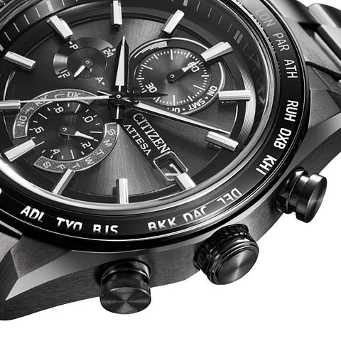 CITIZEN AT8294 59E Men's ATTESA Light Powered Eco Drive Radio Controlled Watch with Date Function and Classic Design