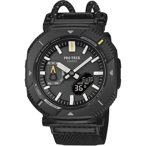 CASIO PRO TREK Hiker Line Black PRJ-B001B-1JF - Bluetooth-Equipped Solar Watch with Altimeter, Barometer, and Compass Features