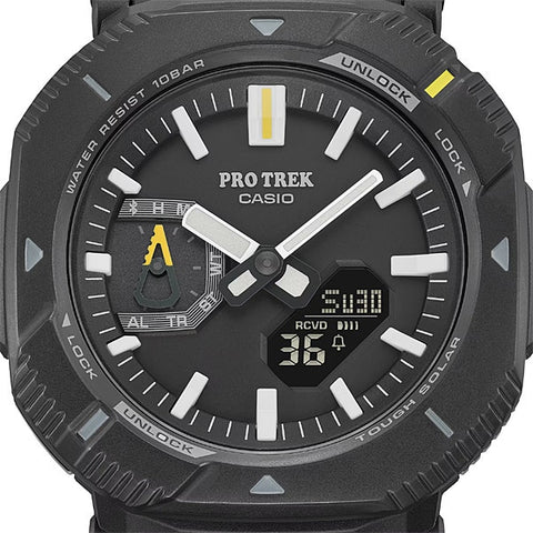 CASIO PRO TREK Hiker Line Black PRJ-B001B-1JF - Bluetooth-Equipped Solar Watch with Altimeter, Barometer, and Compass Features