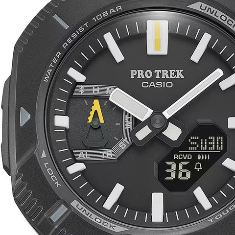 CASIO PRO TREK Hiker Line Black PRJ-B001B-1JF - Bluetooth-Equipped Solar Watch with Altimeter, Barometer, and Compass Features