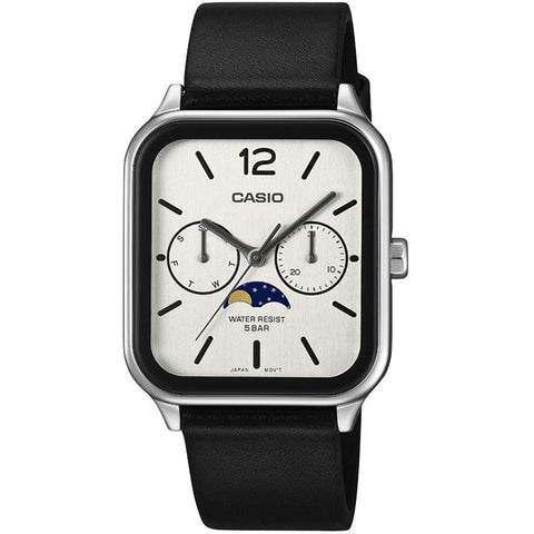 CASIO Collection Analog Wristwatch MTP-M305L-7AJF with Moon Phase Function and Leather Strap - Stylish Timepiece for Everyday Wear