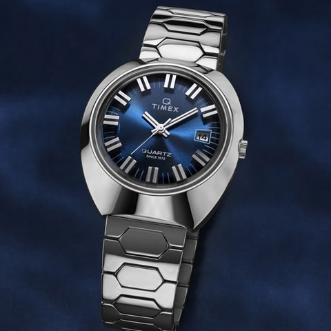 TIMEX TW2Y33100 Q Timex 1972 Time Machine Reissue Silver - Authentic Timepiece with 1-Year Warranty