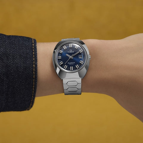 TIMEX TW2Y33100 Q Timex 1972 Time Machine Reissue Silver - Authentic Timepiece with 1-Year Warranty