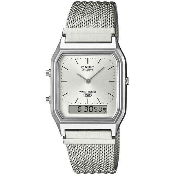 CASIO AQ230EM7AJF Watch - CASIO CLASSIC AQ-230EM-7AJF Square Face Silver