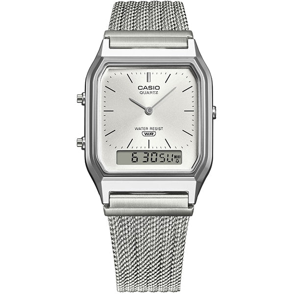 CASIO AQ230EM7AJF Watch - CASIO CLASSIC AQ-230EM-7AJF Square Face Silver (Image 2)